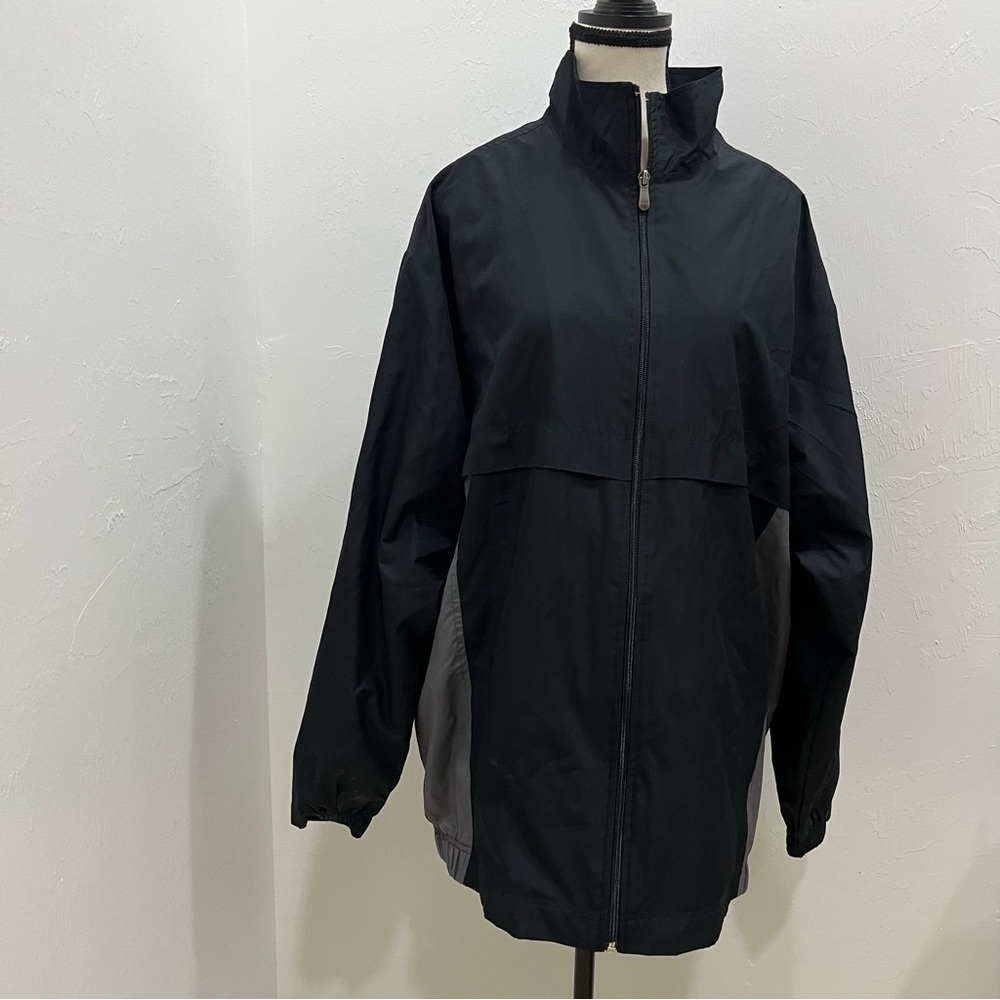Jerzees Black Windbreaker with Textured Finish‎ weather resistant